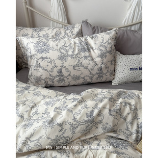 轻法式复古全棉纯棉床品四件套床单被单被套被罩床笠款床上三件套