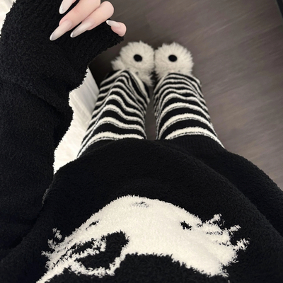 秋冬加厚半边绒kitty女睡衣套装