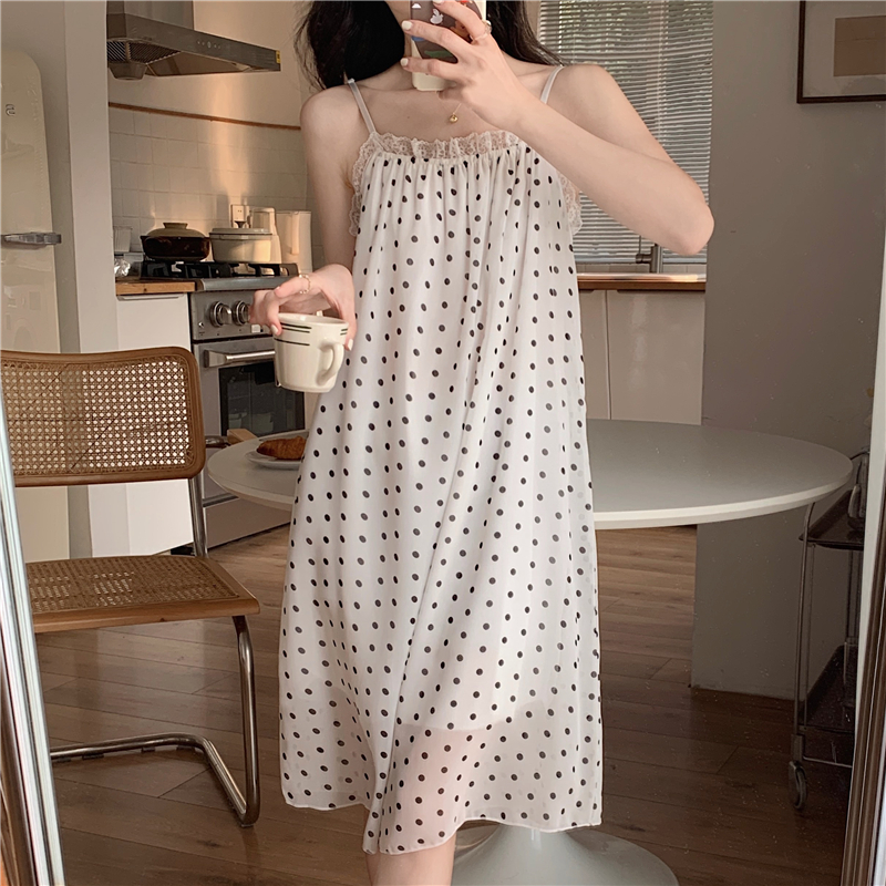 网纱+冰丝吊带睡裙女夏季
