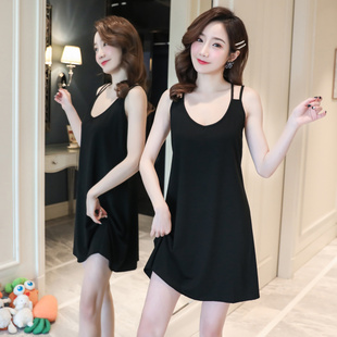 睡裙女夏天短袖莫代尔纯棉镂空露背睡衣短裙吊带性感诱惑连衣裙子