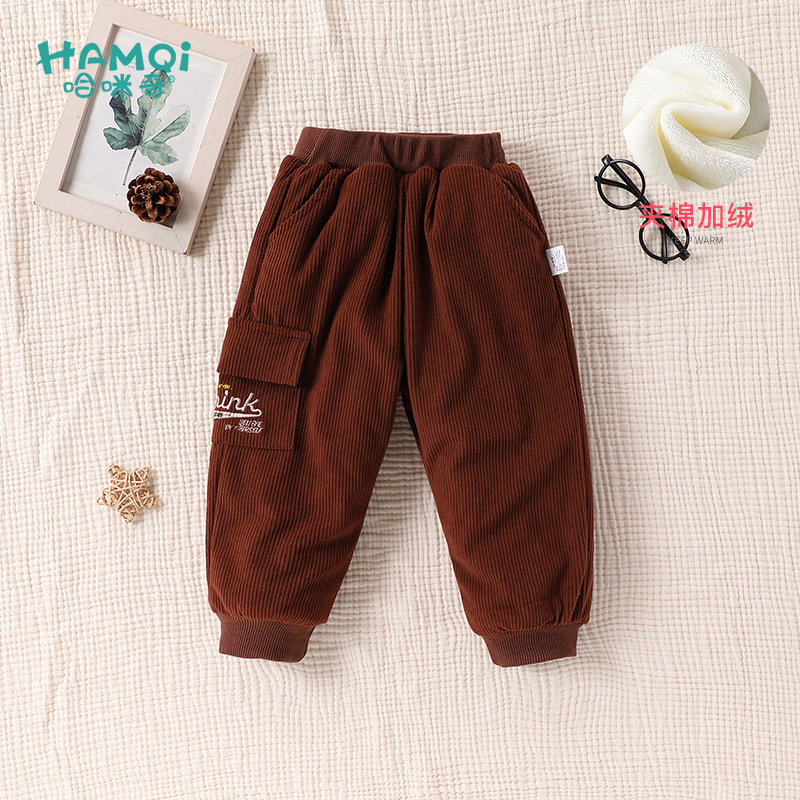 男童秋冬棉裤加厚灯芯绒宝宝儿童新款长裤保暖加绒小童休闲裤子潮