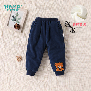 男童加绒裤子冬季新款小童百搭休闲裤加厚灯芯绒儿童宝宝保暖长裤