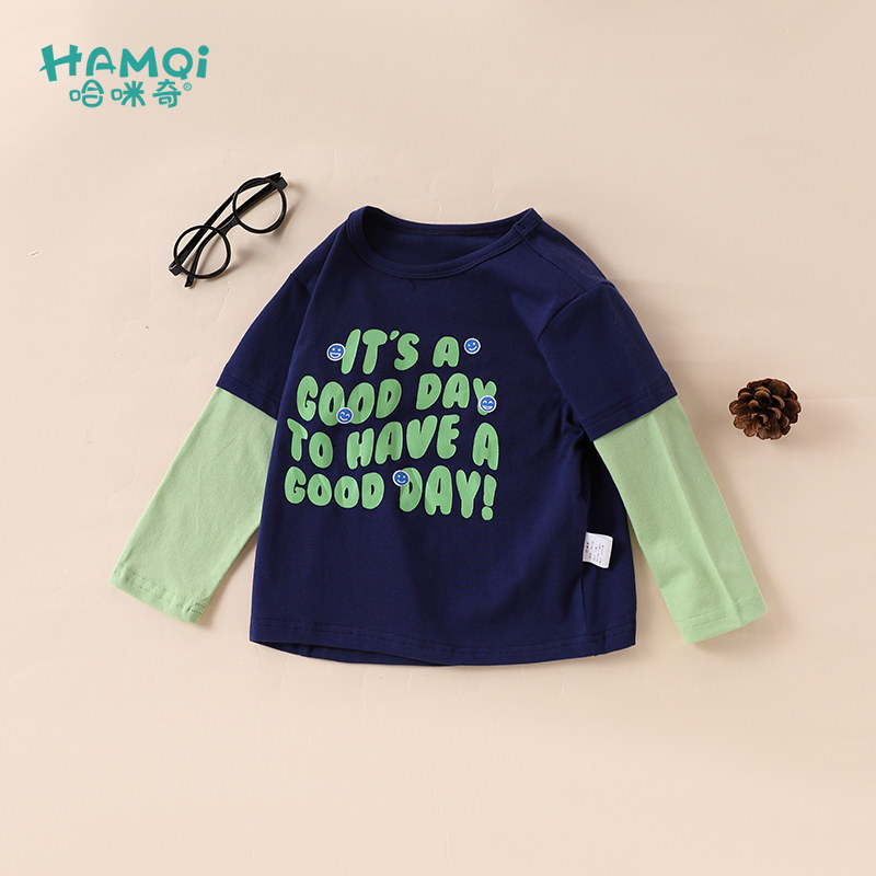 男童T恤春秋新款中小童宝宝纯棉洋气百搭拼接长袖儿童假两件上衣,童装/婴儿装/亲子装,T恤,淘宝优惠券,粉丝福利购,淘宝优惠卷