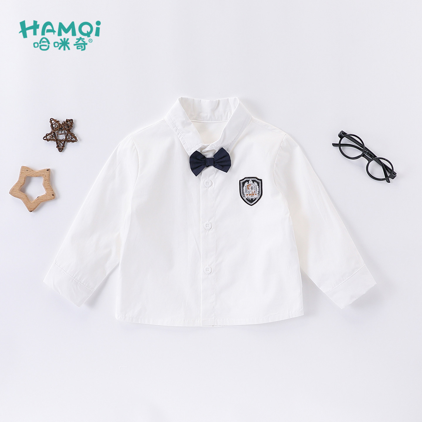 男童长袖衬衫春秋装新款小儿童学院风翻领衬衣纯棉宝宝帅气上衣潮