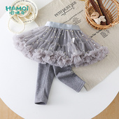 网纱拼接裤 女童裙裤 子 洋气公主风打底裤 宝宝小儿童新款 秋冬季 长裤