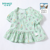 薄款 童装 洋气宝宝小碎花衬衣女童纯棉方领上衣夏装 新款 儿童衬衫