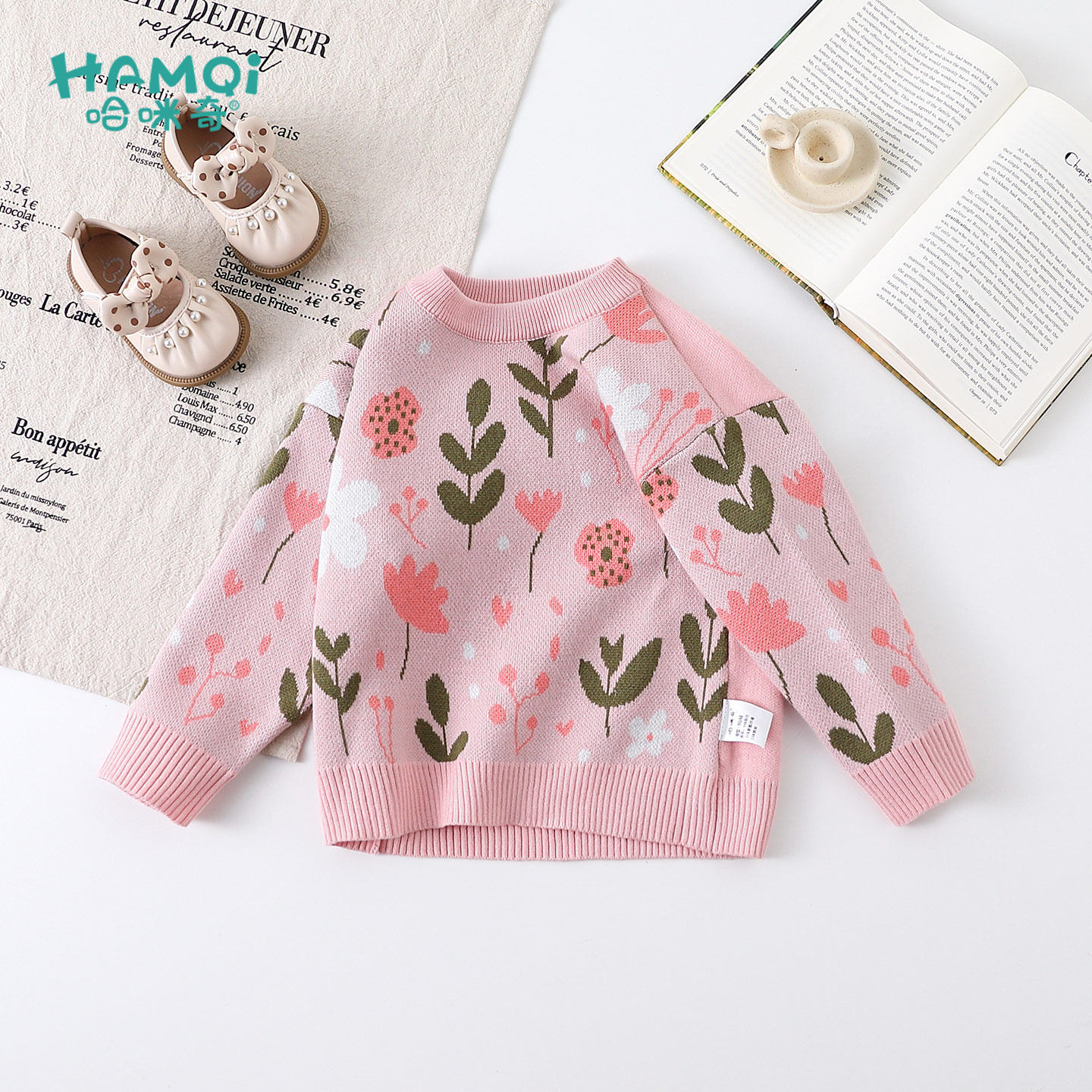 女童套头毛衫春秋装甜美长袖针织衫外穿上衣儿童新款小童宝宝毛衣