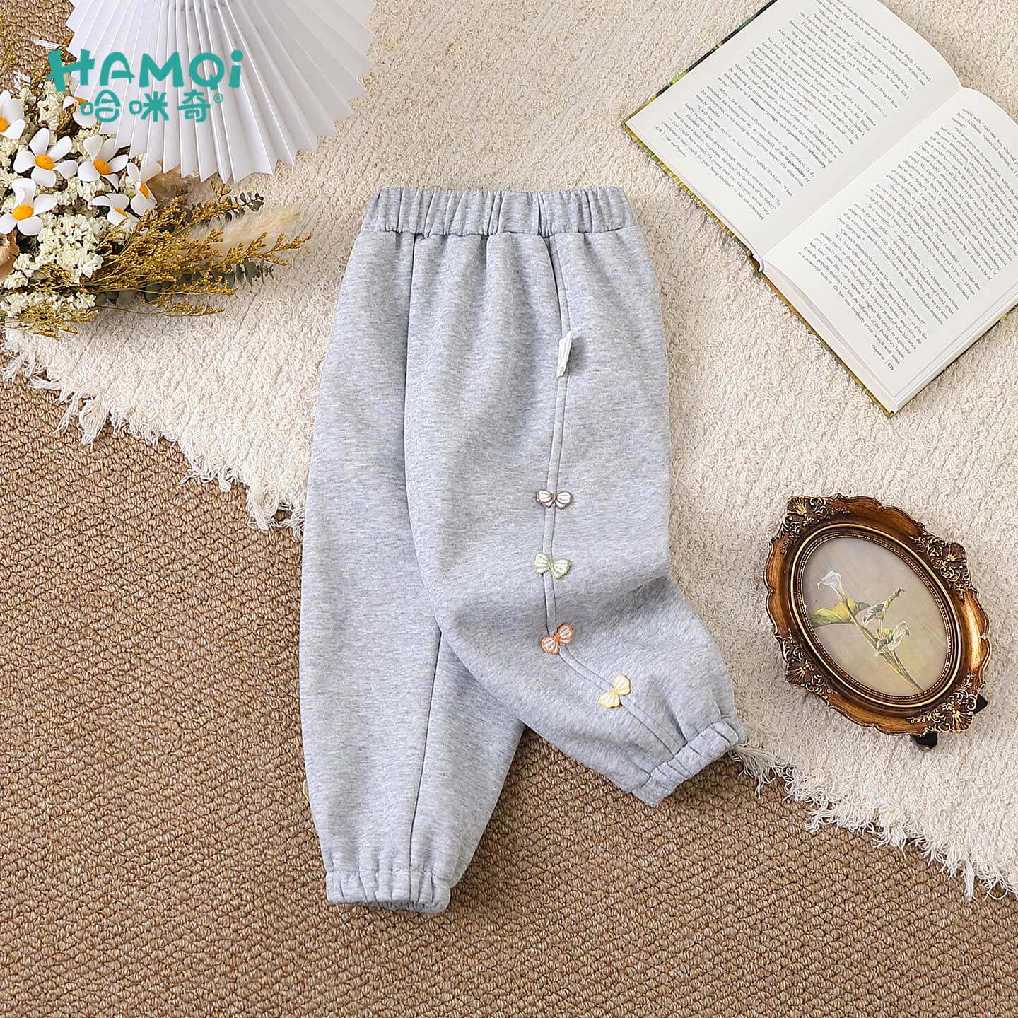 女童一体绒长裤秋冬季宝宝加绒运动裤小童束脚裤儿童休闲裤子衣服