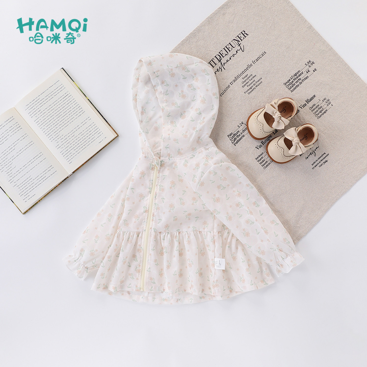 女童防晒衣夏季薄款小儿童洋气小碎花连帽外套新款宝宝空调服外穿