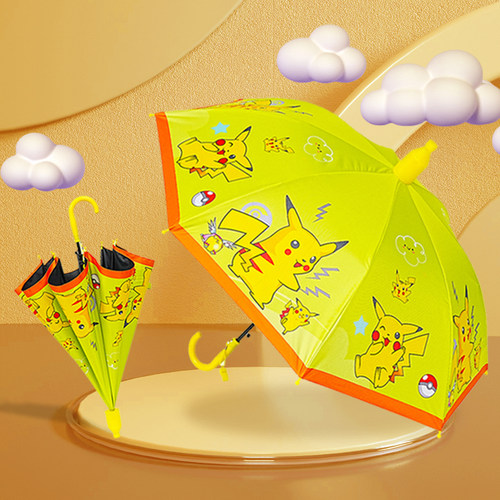 皮卡丘儿童长柄雨伞女童幼儿园轻便小学生男孩上学专用可爱太阳伞