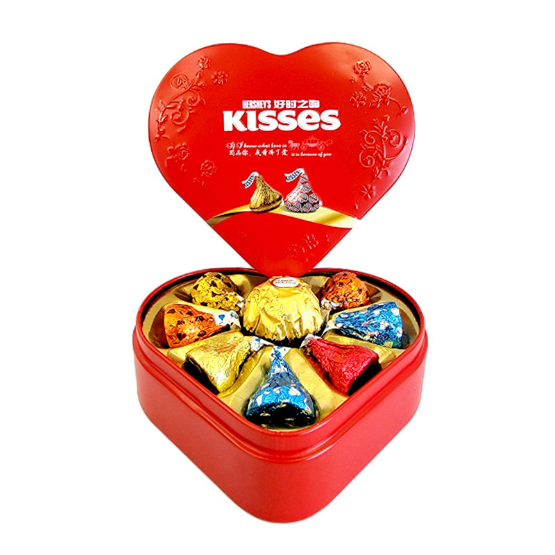 kisses好时之吻巧克力7颗+1颗巧克力心形铁盒礼盒装结婚喜糖