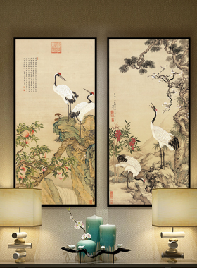 中式风书房餐厅走廊过道玄关画