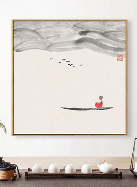 小沙弥水墨新中式风茶室装饰画
