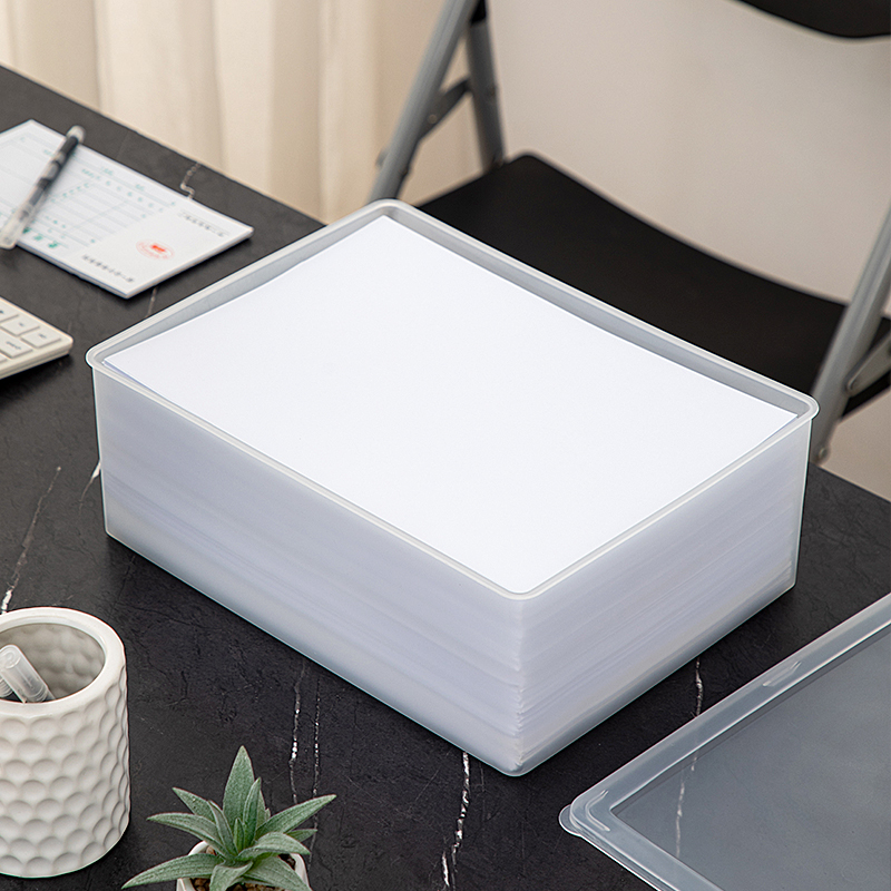 A4纸收纳盒办公室档案盒打印纸储物盒家用桌面透明文件资料整理盒