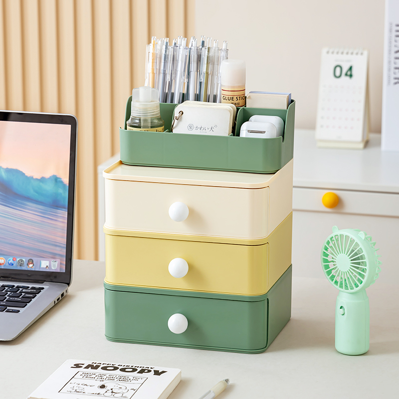 文具收纳盒学生桌面多功能大容量抽屉式办公室整理盒办公桌置物架