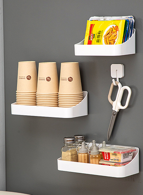 磁吸置物架冰箱侧收纳壁挂式免打孔厨房多功能挂架保鲜膜套收纳盒