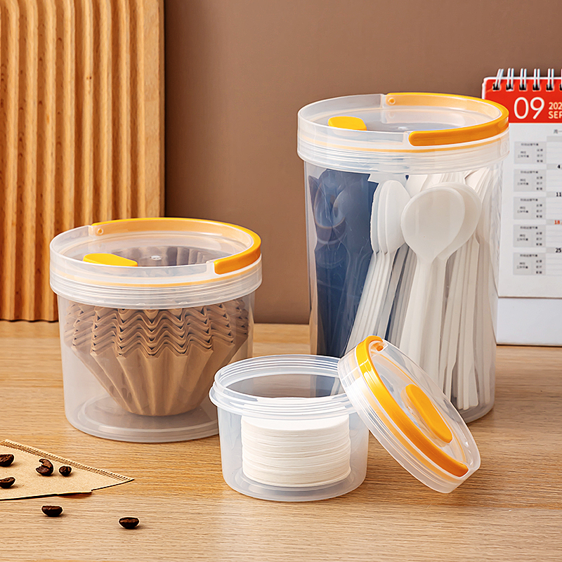 手冲咖啡滤纸收纳盒咖啡渣收纳盒摩卡壶圆形手柄过滤纸专用储存盒