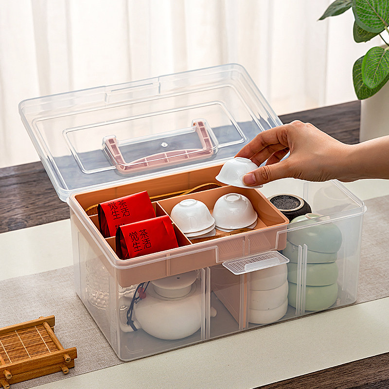 茶具收纳盒家用桌面防尘带盖户外功夫茶杯装茶叶碗茶壶储存整理箱,收纳整理,桌面收纳盒,淘宝优惠券,粉丝福利购,淘宝优惠卷