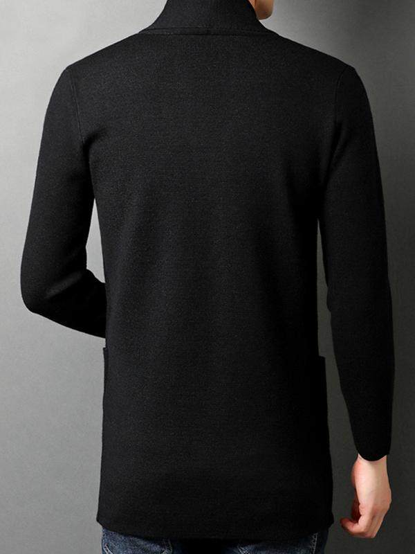 AUTUMN AND WINTER KNITTED CASHMERE CARDIGAN MENS SWEATER KOREAN FASHION BUSINESS CASUAL HIGH-END WOOL SOLID COLOR MENS JACKET