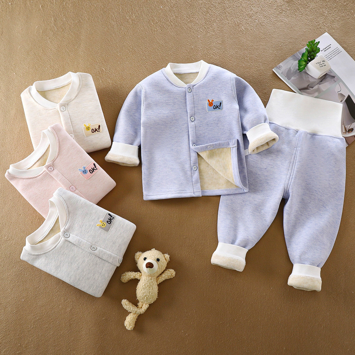 儿童保暖套装加绒加厚秋冬新款婴幼儿无骨打底内衣男女童秋衣秋裤