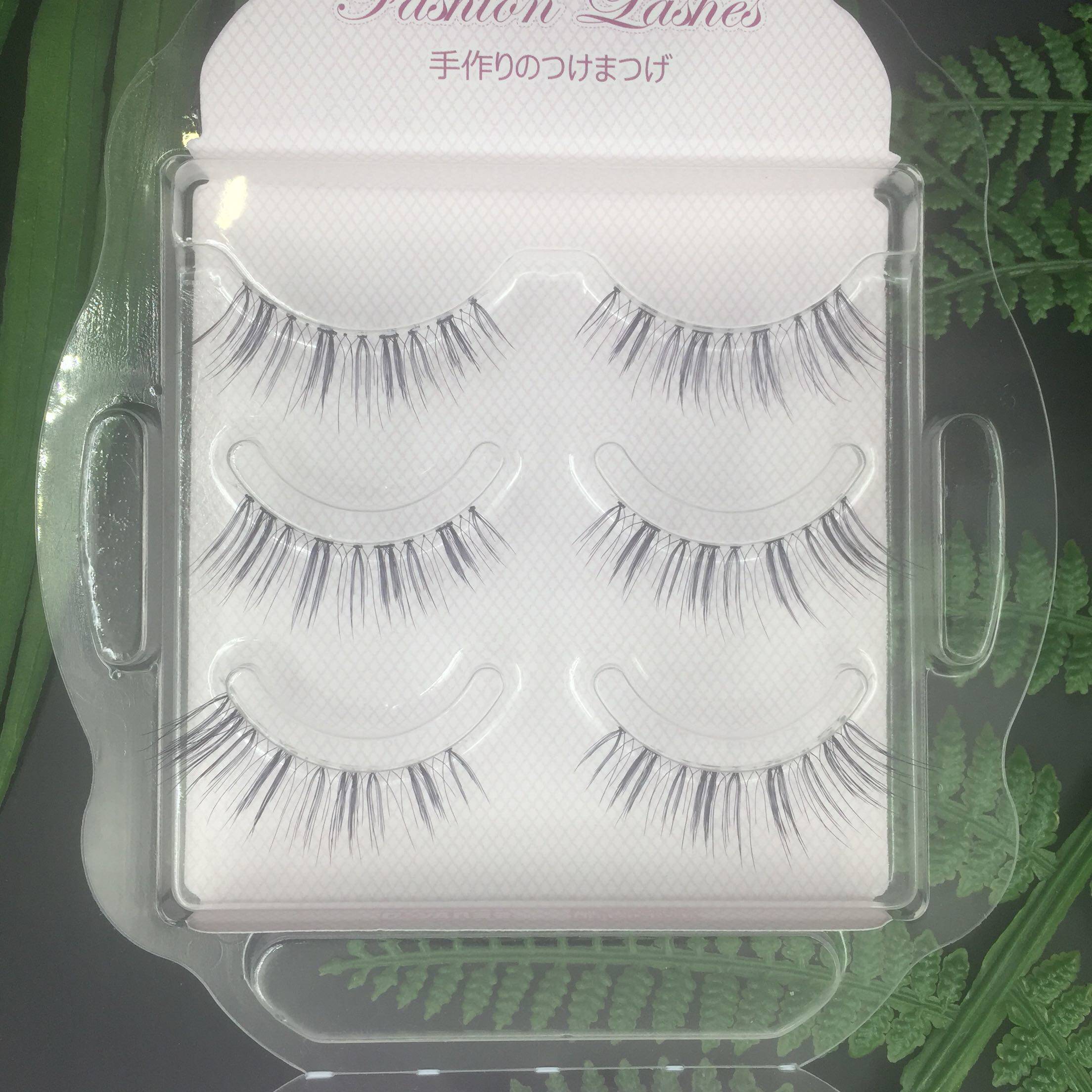 日系磨尖簇状自然眼尾半截款假睫毛 日常淡妆透明梗假睫毛B12