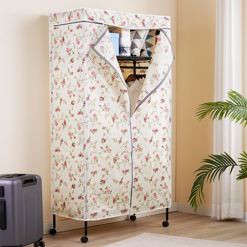 简易布衣柜开门式钢管加固组装网红家用多层全封闭房间衣服挂衣架
