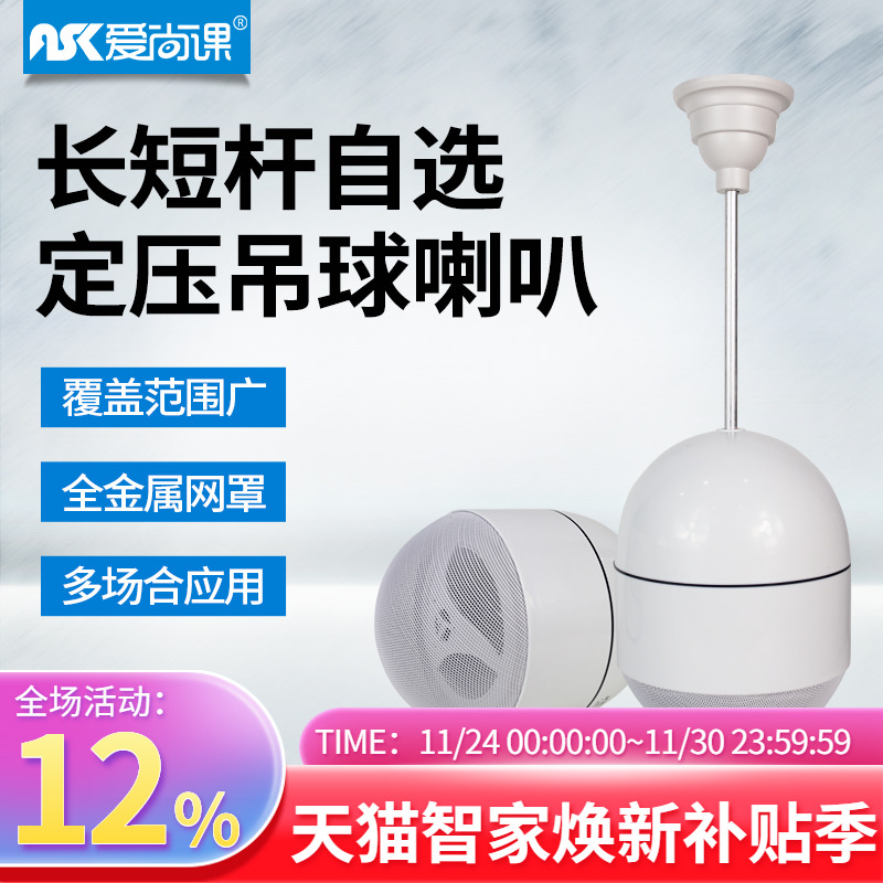 爱尚课 KD-913 吊球音响 悬挂式吊杆天花喇叭 公共广播 背景音乐