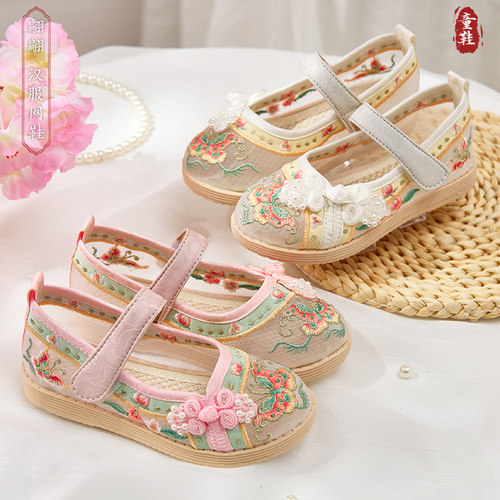 汉服鞋子女童布鞋夏季透气网鞋