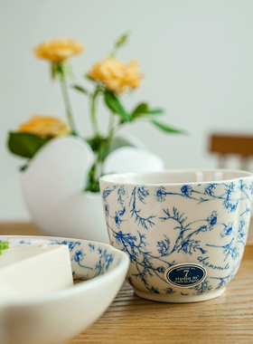 日本进口Studio M复古陶瓷洋甘菊系列深盘椭圆盘小钵豆皿手握杯