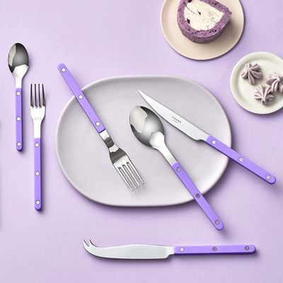 法国Sabre Paris小酒馆紫色不锈钢刀叉勺西餐具套装勺子牛排家用