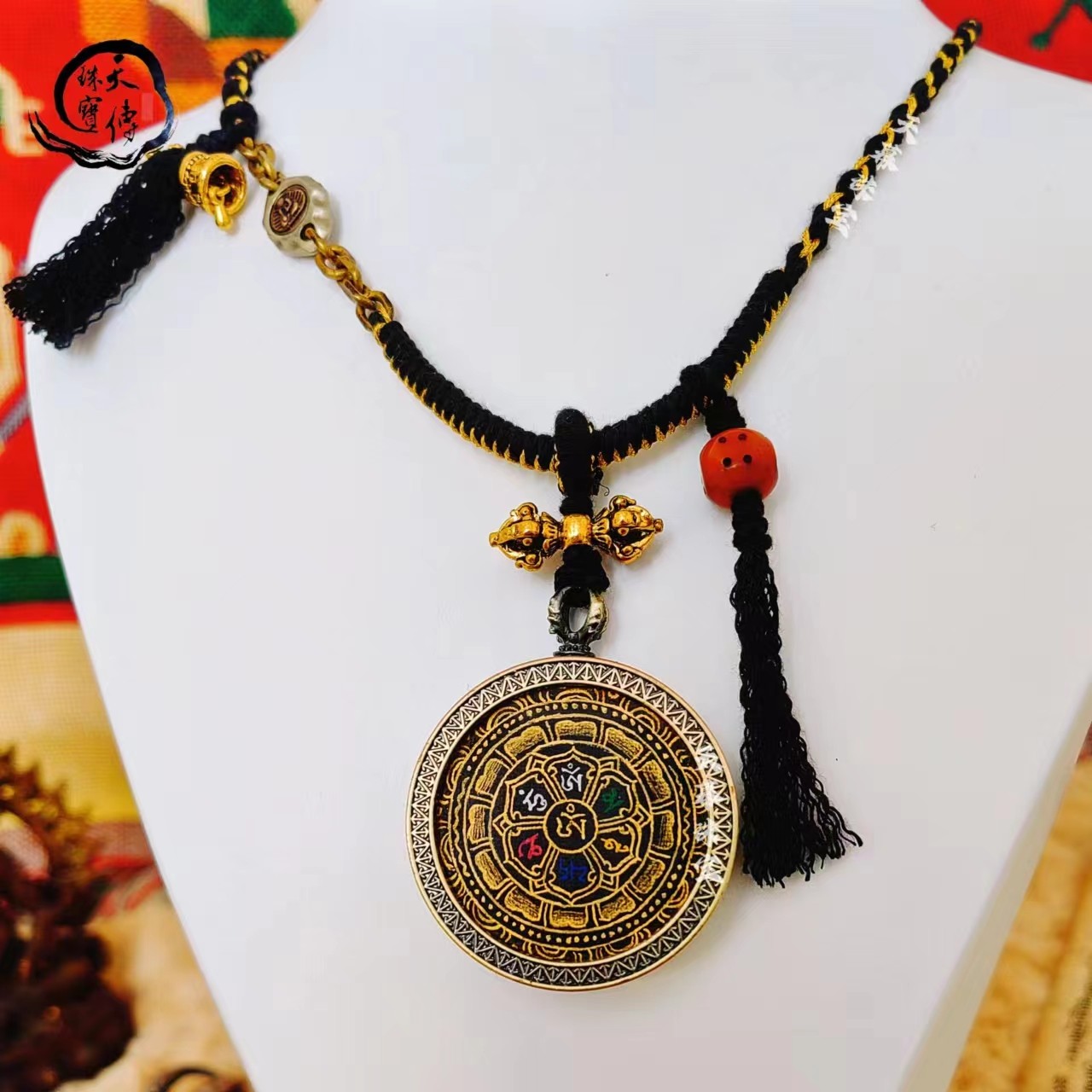 热贡八吉祥心经六字真言唐卡项链