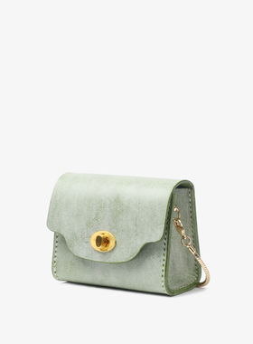 小众设计2021新款单肩包女牛皮mini小包包擦蜡牛皮复古百搭女包