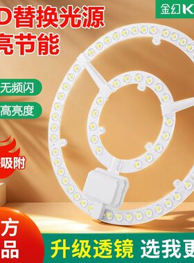 磁吸LED吸顶灯灯芯灯板灯盘节能省电磁铁吸附免打孔替换光源