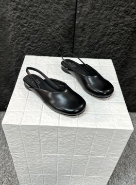 【撤柜断码】牛皮2CM/舒适经典百搭法式包头拖方头平底女鞋9281