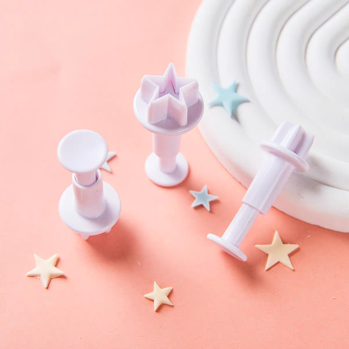 家用翻糖塑型模具五角星弹簧切压模蛋糕糖霜饼干装饰工具3件套