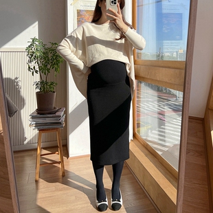 孕妇半身裙加厚秋冬韩国代购 大弹力显瘦加绒托腹包臀裙子 2025新款