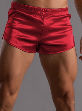 宽松透气阿罗裤男高档丝质三分裤 青年超短裤睡裤纯色休闲家居裤