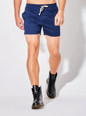 骚气粉红色休闲短裤男纯棉修身韩版潮流三分裤男裤青年性感3分裤