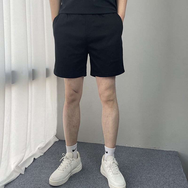 高档四分裤男士针织纯棉运动裤 纯色百搭健身训练4分裤男裤子夏季