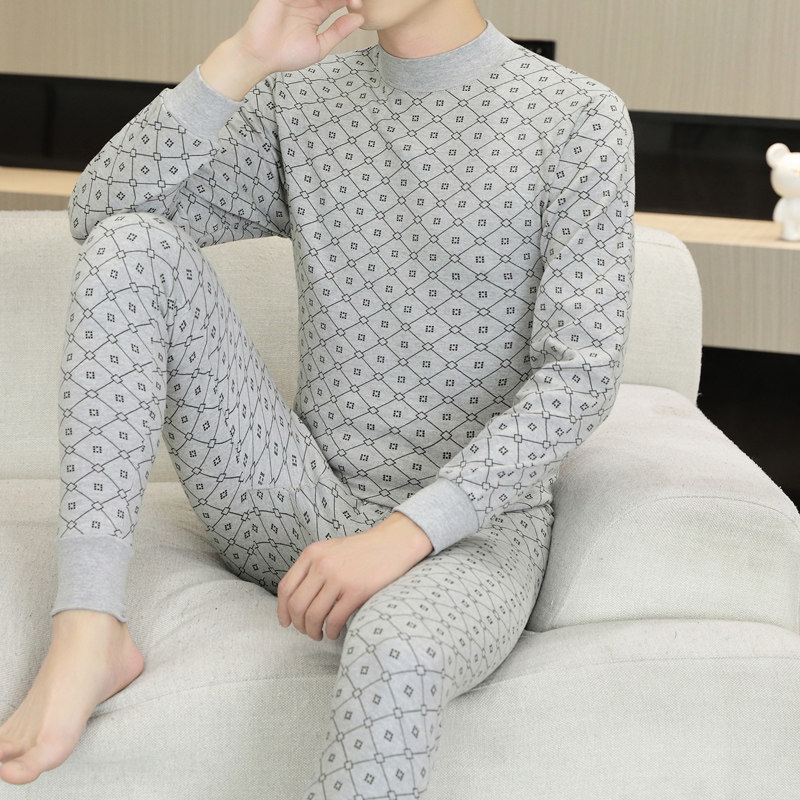 青年男士秋衣秋裤套装纯棉中老年线衣线裤打底衫中领保暖内衣内穿,女士内衣/男士内衣/家居服,保暖套装,淘宝优惠券,粉丝福利购,淘宝优惠卷