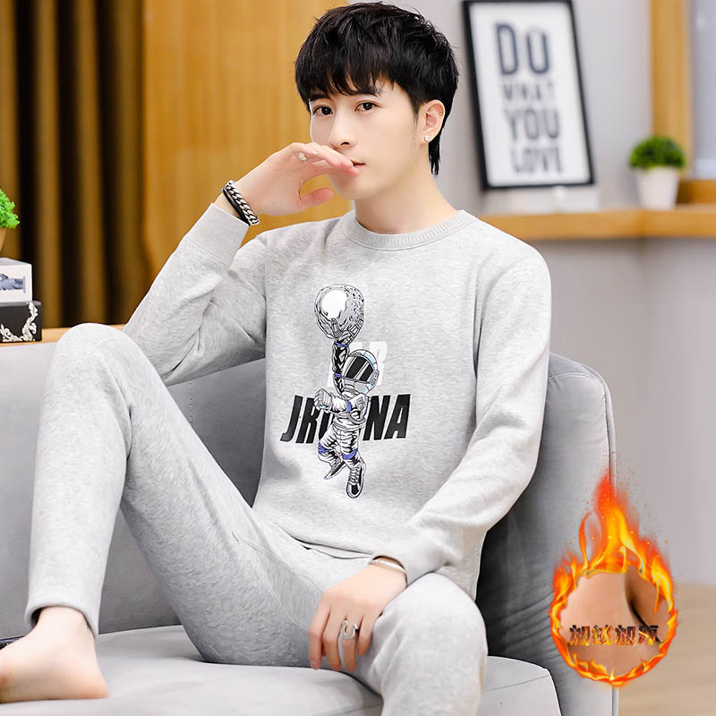 青少年男孩保暖内衣套装纯棉加厚