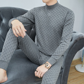 薄款 棉毛衫 青年男士 爸爸中老年人秋衣秋裤 打底衫 纯棉保暖内衣套装