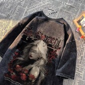 美式 体恤 潮牌嘻哈痞帅半袖 复古人物印花水洗做旧纯棉短袖 T恤夏季