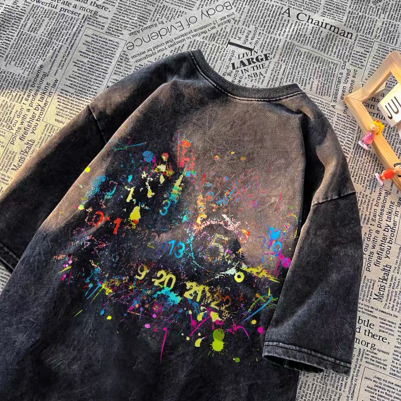 水洗做旧重磅纯棉短袖T恤男女夏