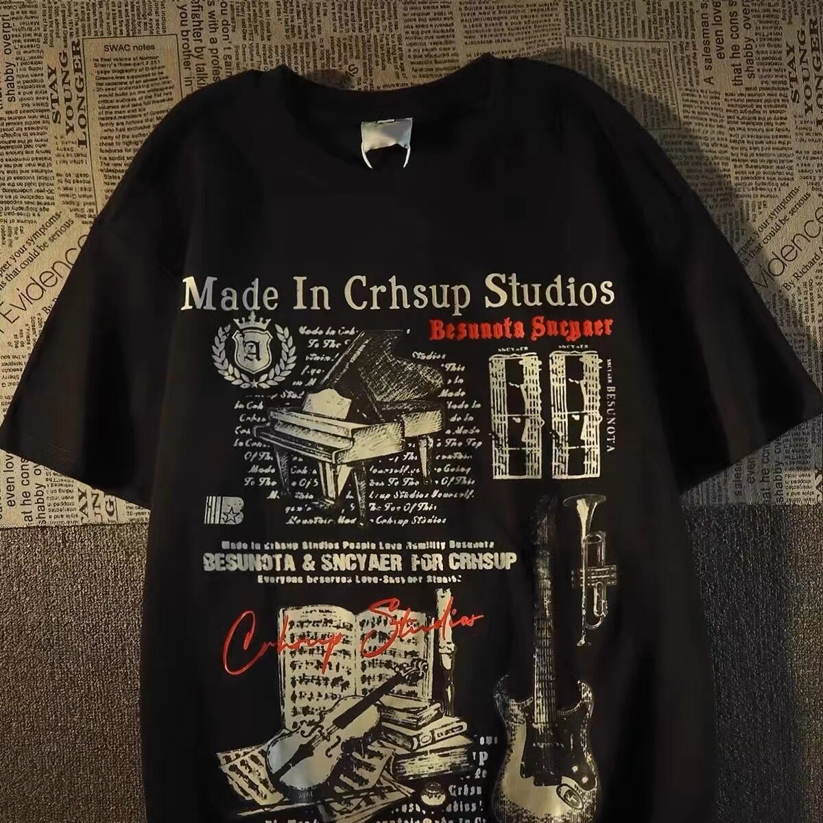 美式潮牌oversize短袖t恤男2024夏季高街复古印花宽松欧美风体恤