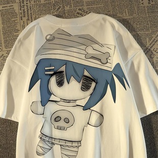 高街情侣学生半袖 t恤男女生夏季 上衣 动漫纯棉短袖 日系卡通二次元