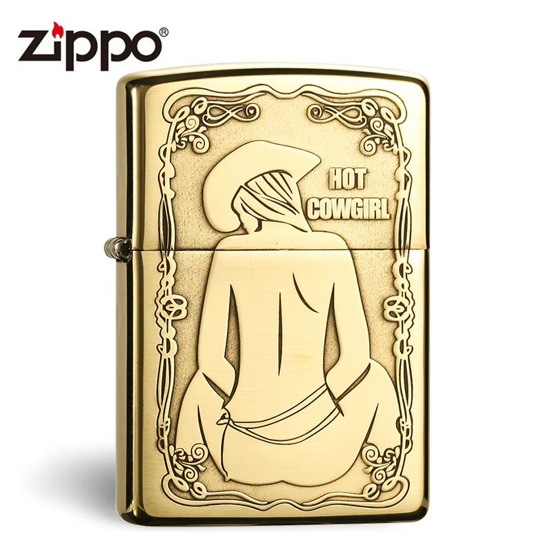正品芝宝zippo防风煤油打火机正版黄铜热女牛仔zipoo送礼创意zipo