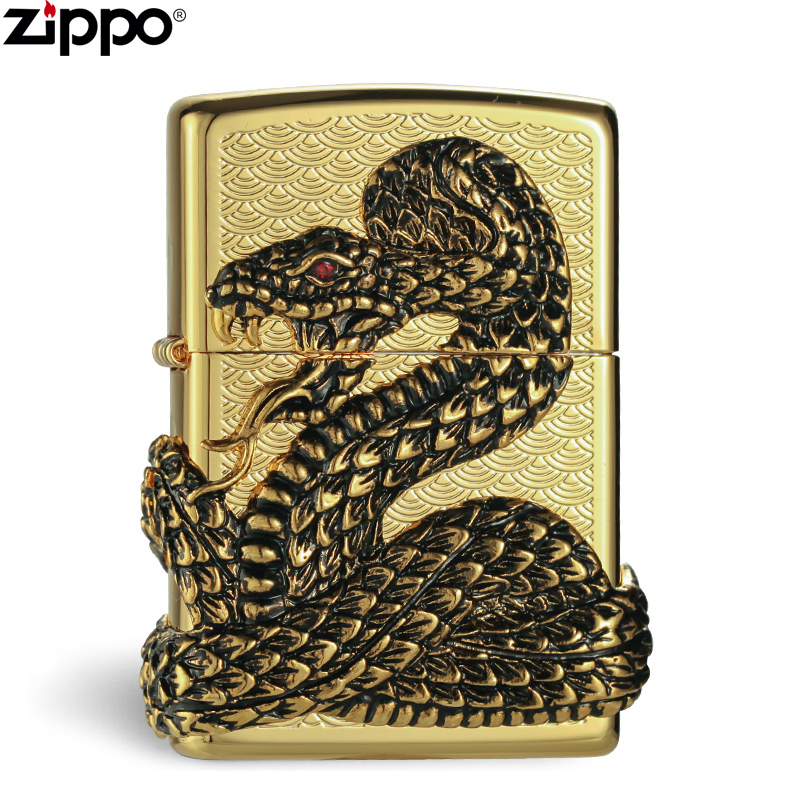 官方正品zippo之宝防风煤油打火机正版四面环绕蛇神正版zipoo送礼