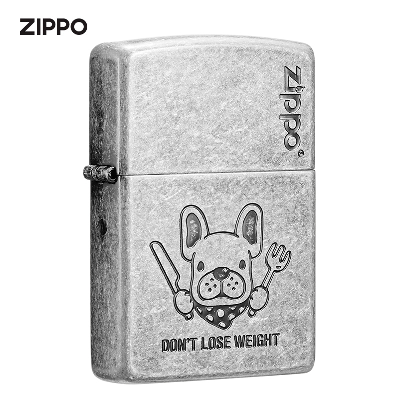 zippo萌宠系列仿古银蚀刻送礼