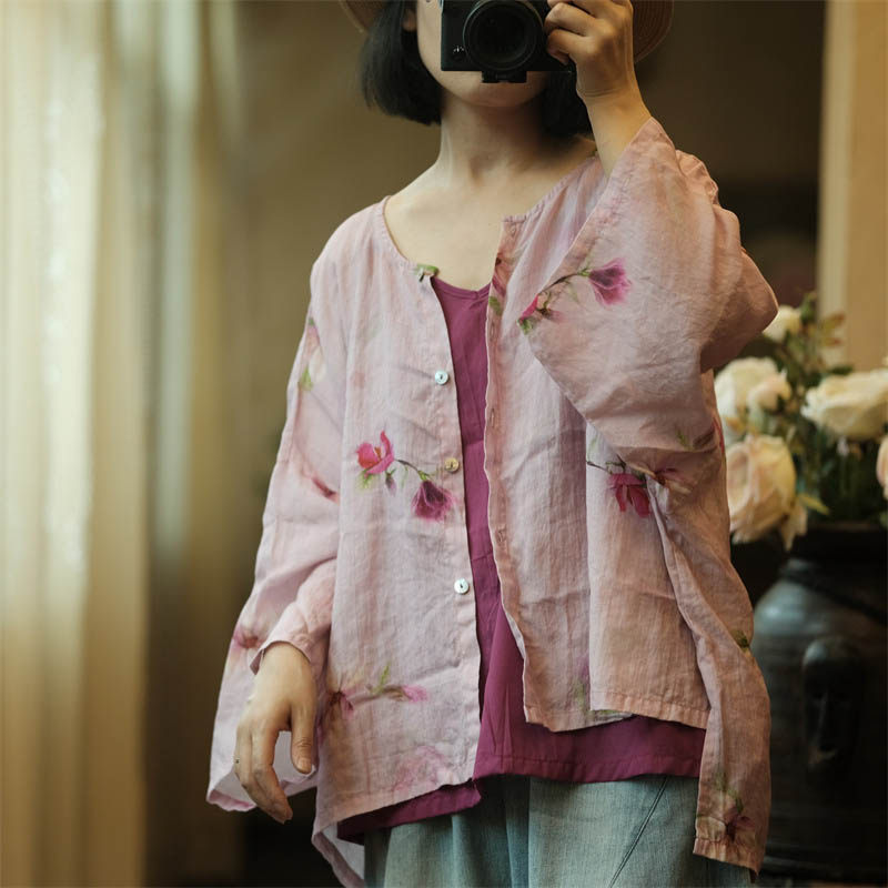 夏宽松版前短后长大袖开衫外搭女